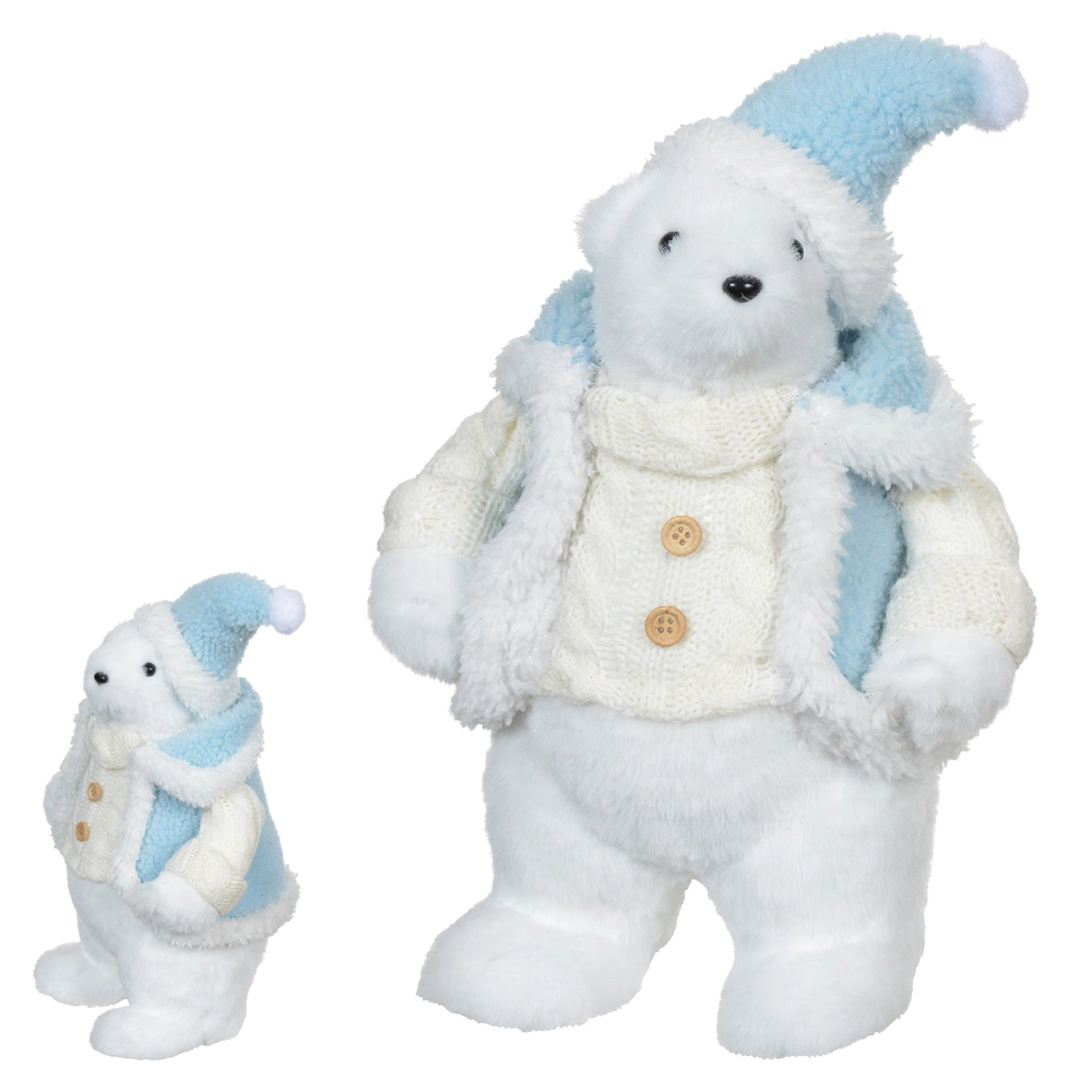 Urso Natal Pe Azul Branco 30x17cm 79936001 Dea
