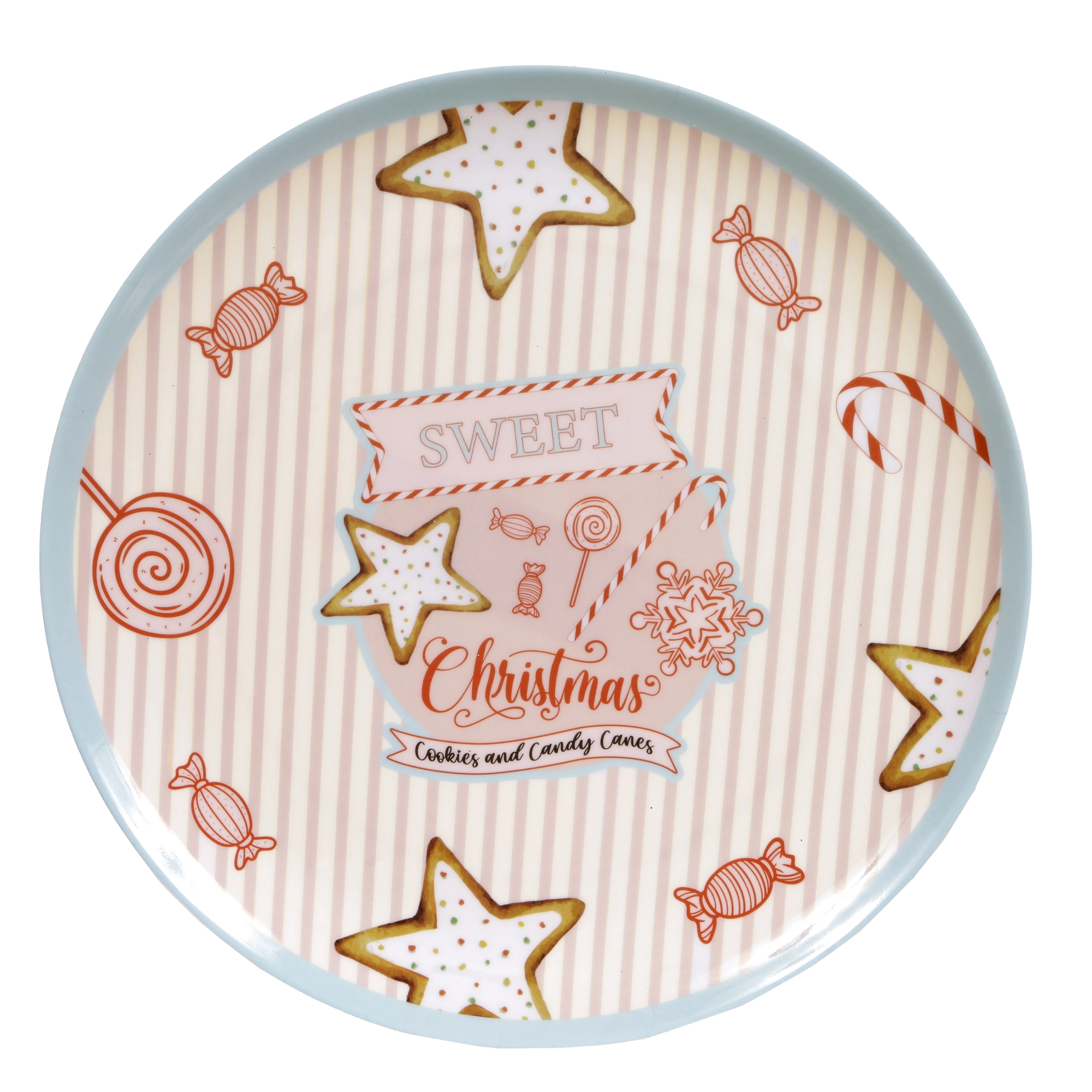 Prato Raso Melamina Cookies And Canes Colorido 25.3cm 81047001 Dea