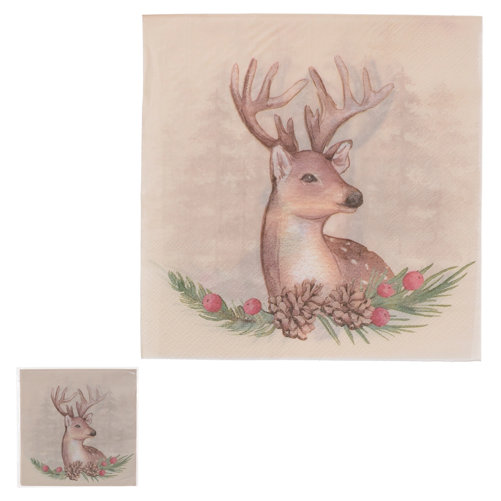 Guardanapo Papel Natal Rustica Bege 33x33cm 20un 81330001 Dea