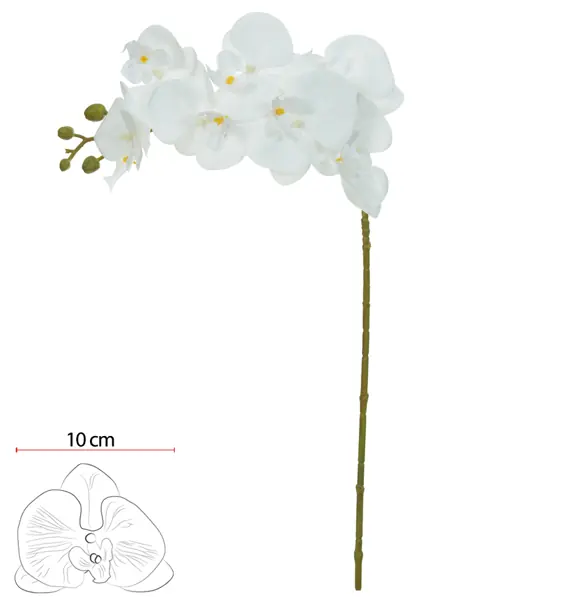 Orquidea Phalaenopsis Real Toque X7 Branco Puro 80cm Vol.2 Florarte
