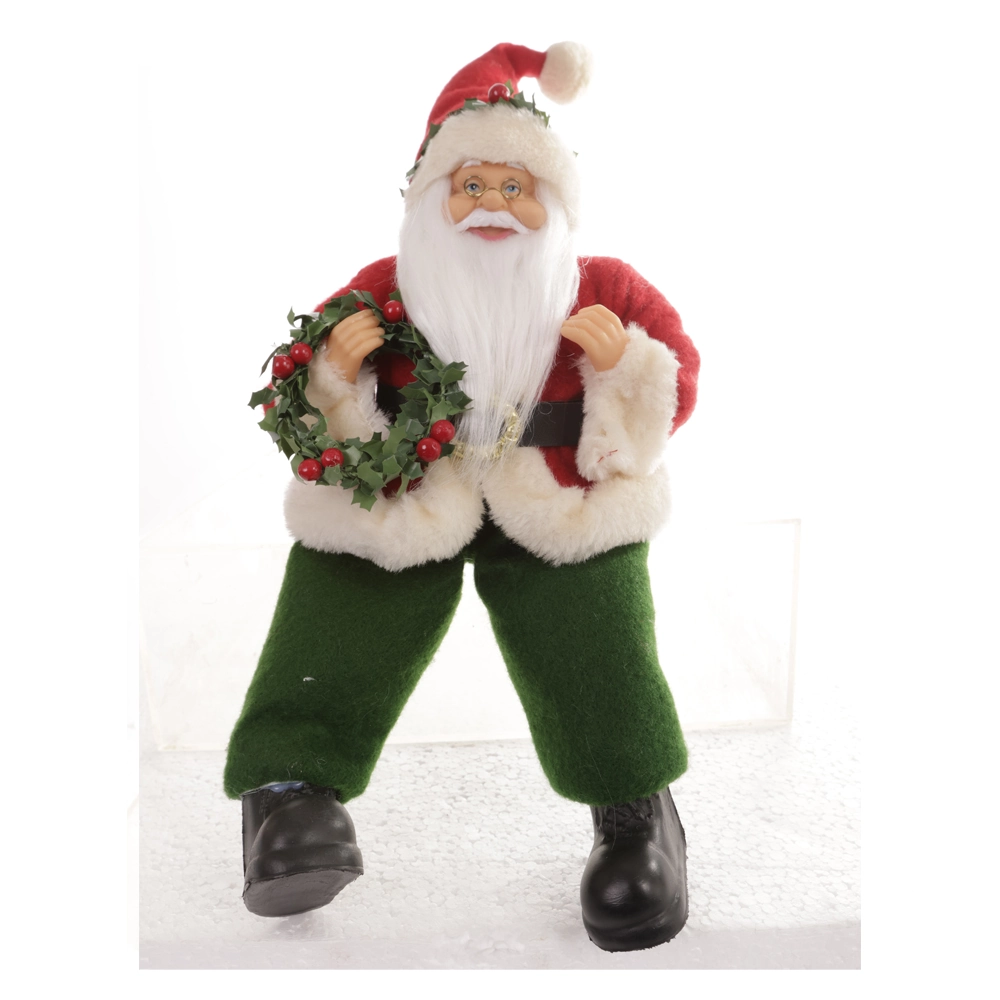 Papai Noel Sentado Guirlanda Vermelho Verde 30cm 83378001 Dea
