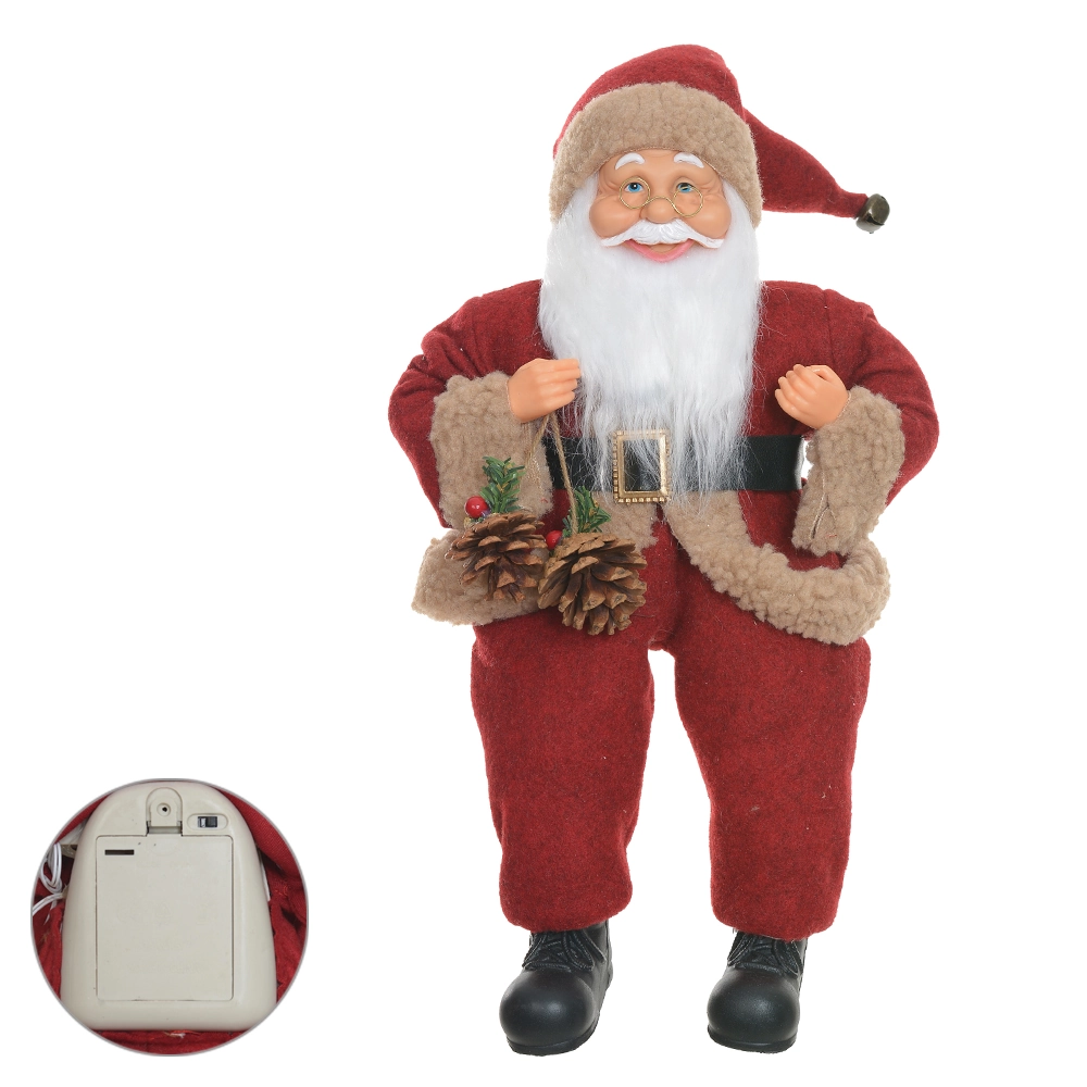 Papai Noel Sentado Pinha Led Vermelho Marrom 40cm 83385001 Dea