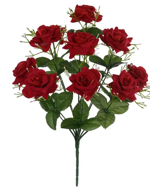 Rosa Aveludada X12 Vermelho Escuro 40cm Florarte