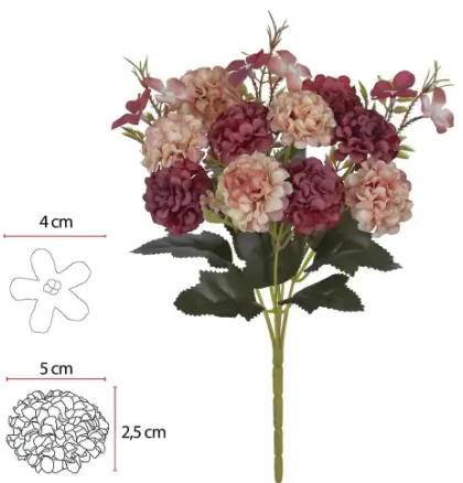 Folhagem Pick Grass C/print Plast X5 Marsala Outono 30cm Vol.2 Florarte