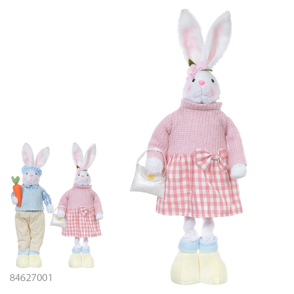 Pascoa Boneco Coelho Femea Em Pe Rosa Amarelo 68cm Florarte