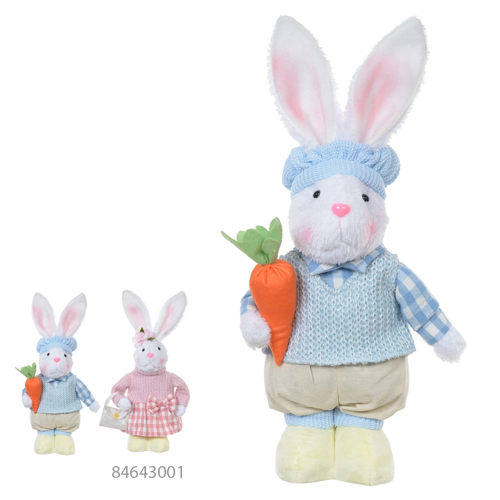 Pascoa Boneco Coelho Macho Em Pe Az Amarelo 43cm Florarte