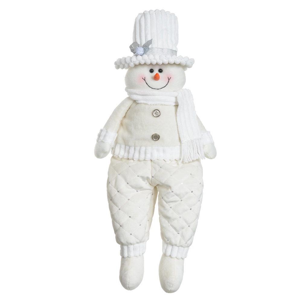 Boneco Neve Natal Sentado Branco Prata 60cm 89379001 Dea
