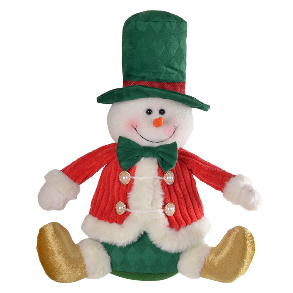 Boneco Neve Natal Sentado Vermelho Verde 40cm 89399001 Dea
