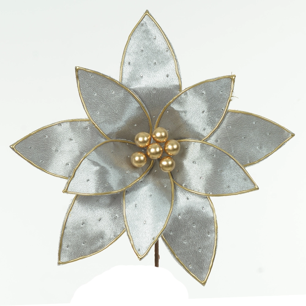 Flor Natal Aveludado Prata 20cm 89629001 Dea