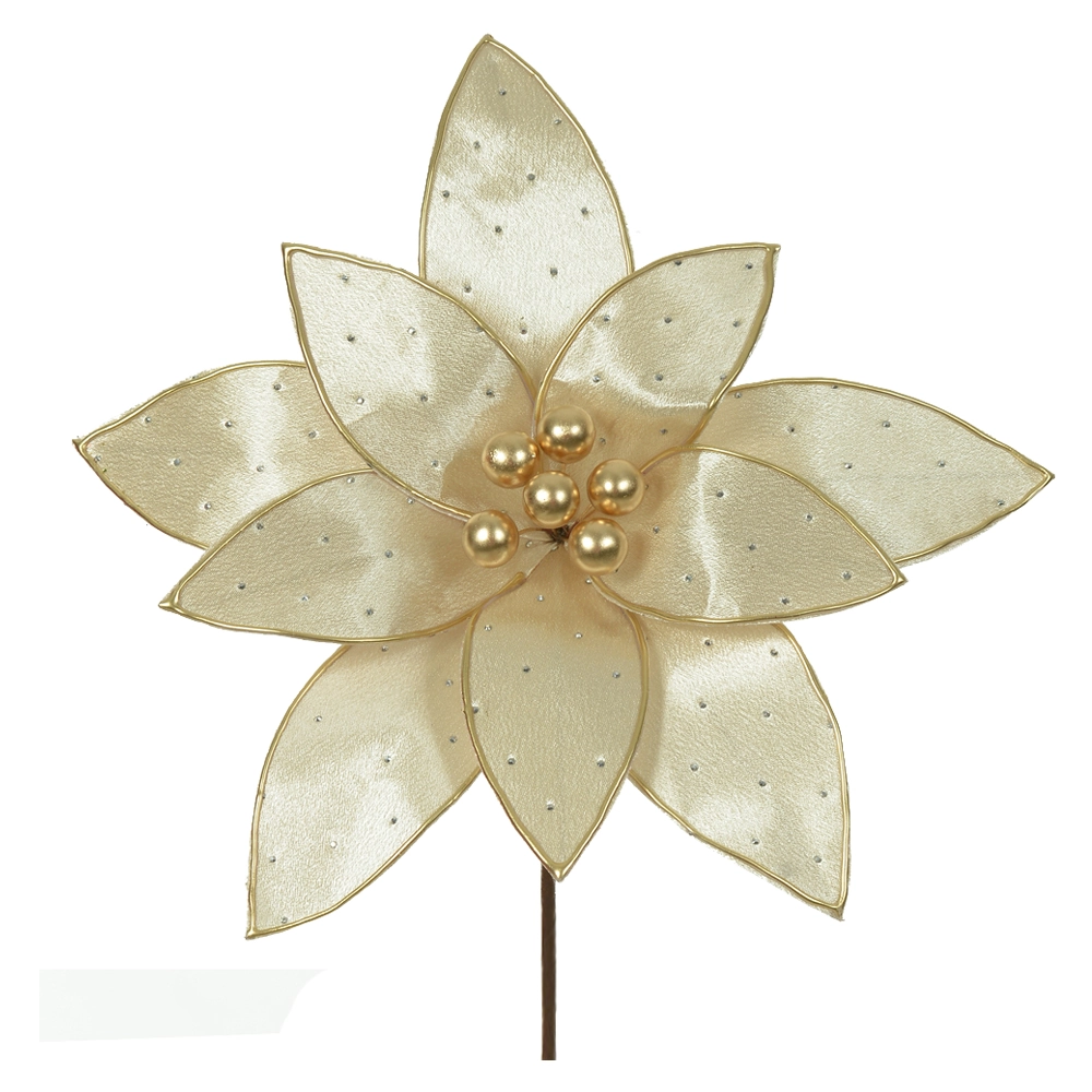 Flor Natal Aveludado Dourado 20cm 89629003 Dea