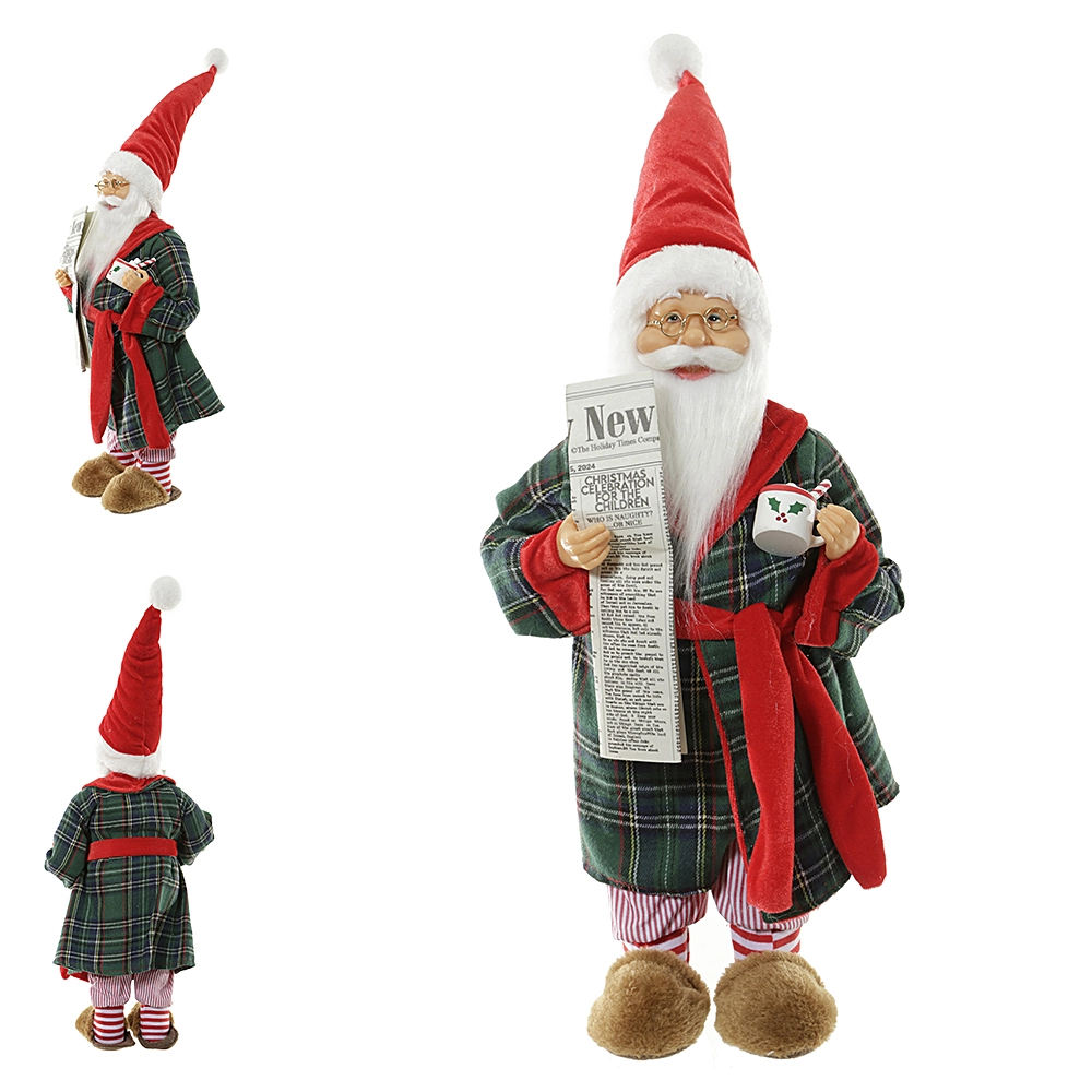 Papai Noel Pijama Jornal Verde Vermelho 45cm 91374001 Dea