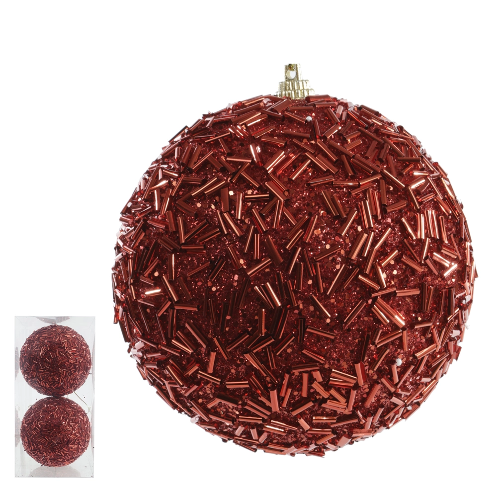 Bola Natal Decorada Vermelho 10cm 2un 91415001 Dea