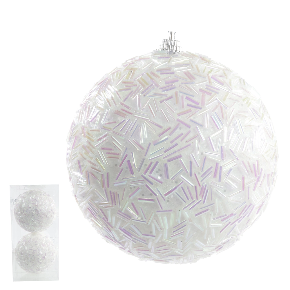 Bola Natal Decorada Branca 10cm 2un 91415004 Dea