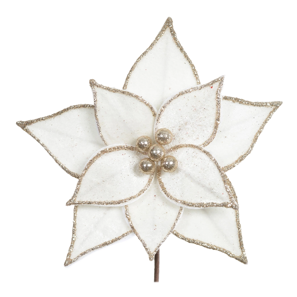 Flor Natal Aveludado Off White 18cm 91812002 Dea