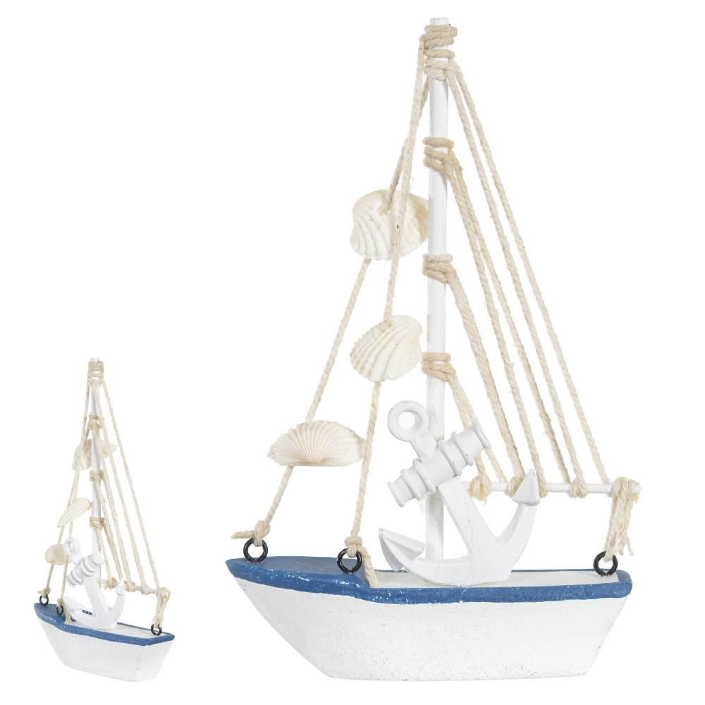 Enfeite Barco Natal Branco Azul 11cm 92091001 Dea