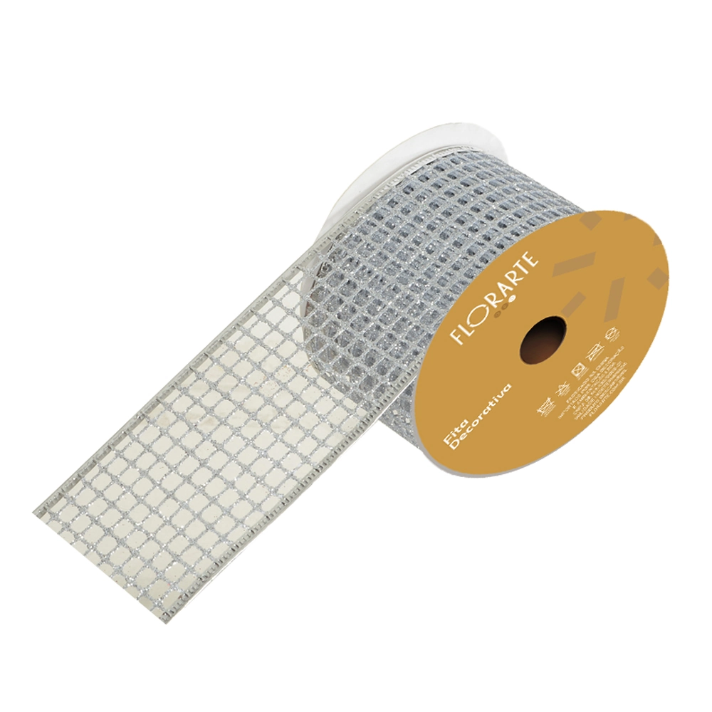 Fita Natal Aramada Gliter Prata 6.3cmx9.14m 88061004 Dea