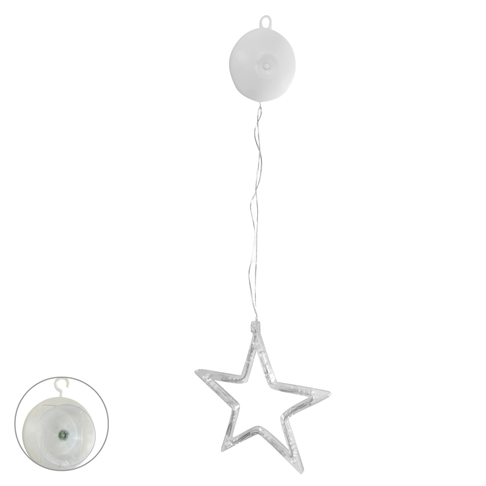 Enfeite Natal Estrela Led Ventosa Branco Quente 18cm 94603001 Dea