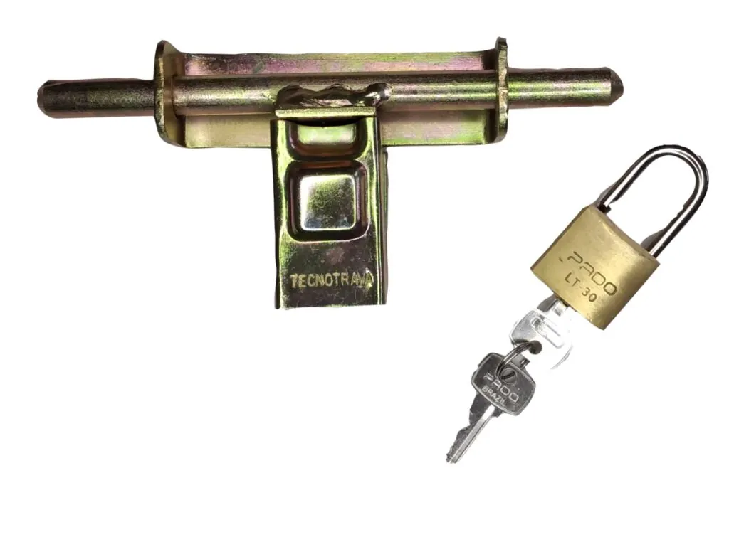 Kit Trava P/portao Ferrolho-tr14 Com Cadeado