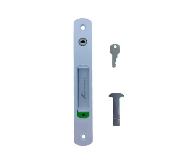 Fecho Concha com chave para porta ou janela de alumínio branco