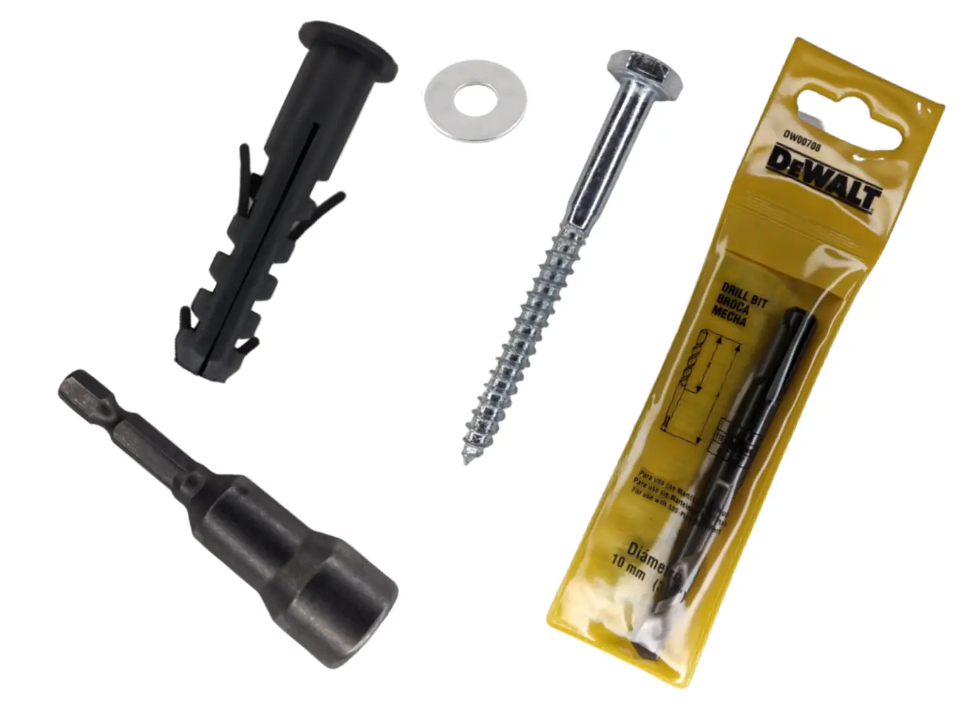 Parafuso 1/4x70 Bucha Arruela 100 Unid + Soquete Broca 10mm