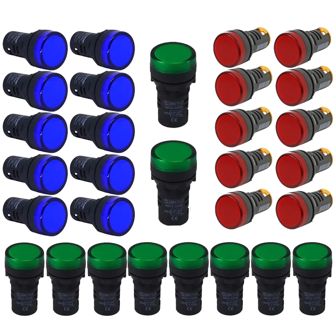 Kit Sinaleiros Led Ad22 22mm 220v Verde Vemelho Azul