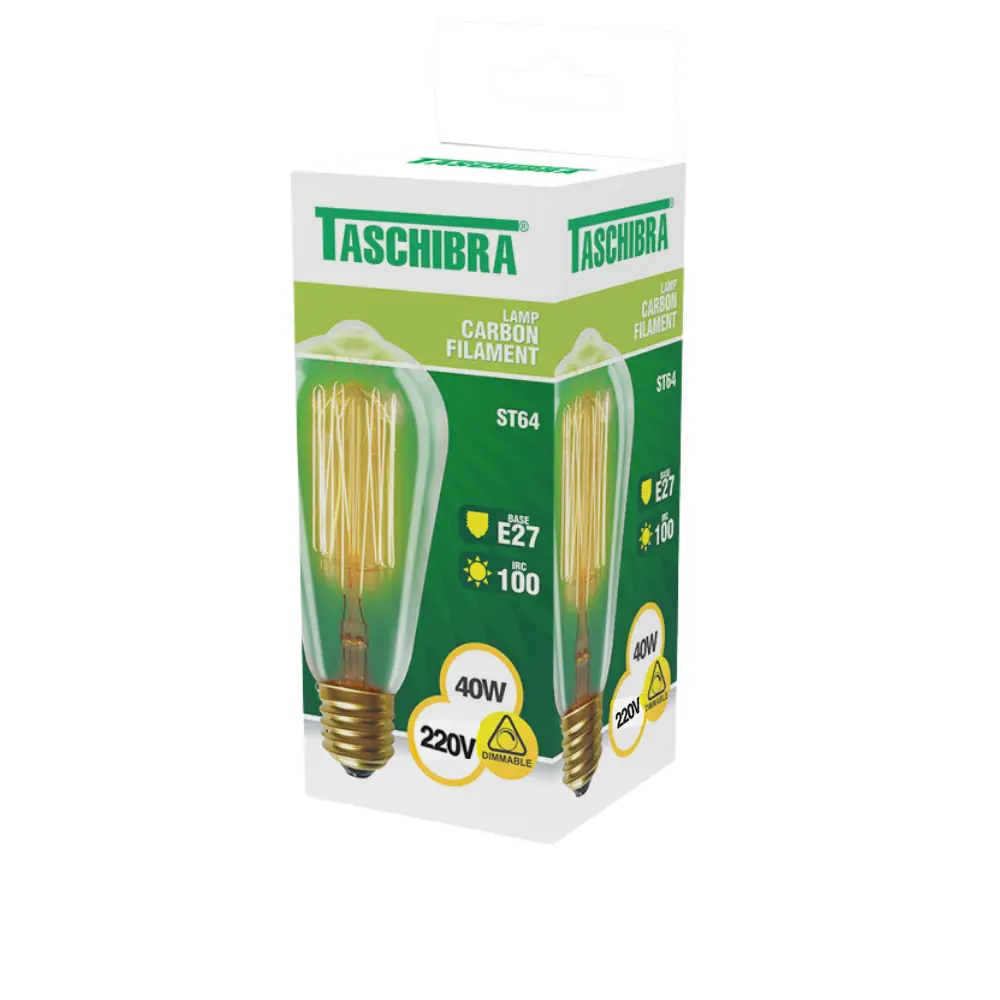Lâmpada Filamento Carbono Taschibra St64 Retro E27 Âmbar 220v