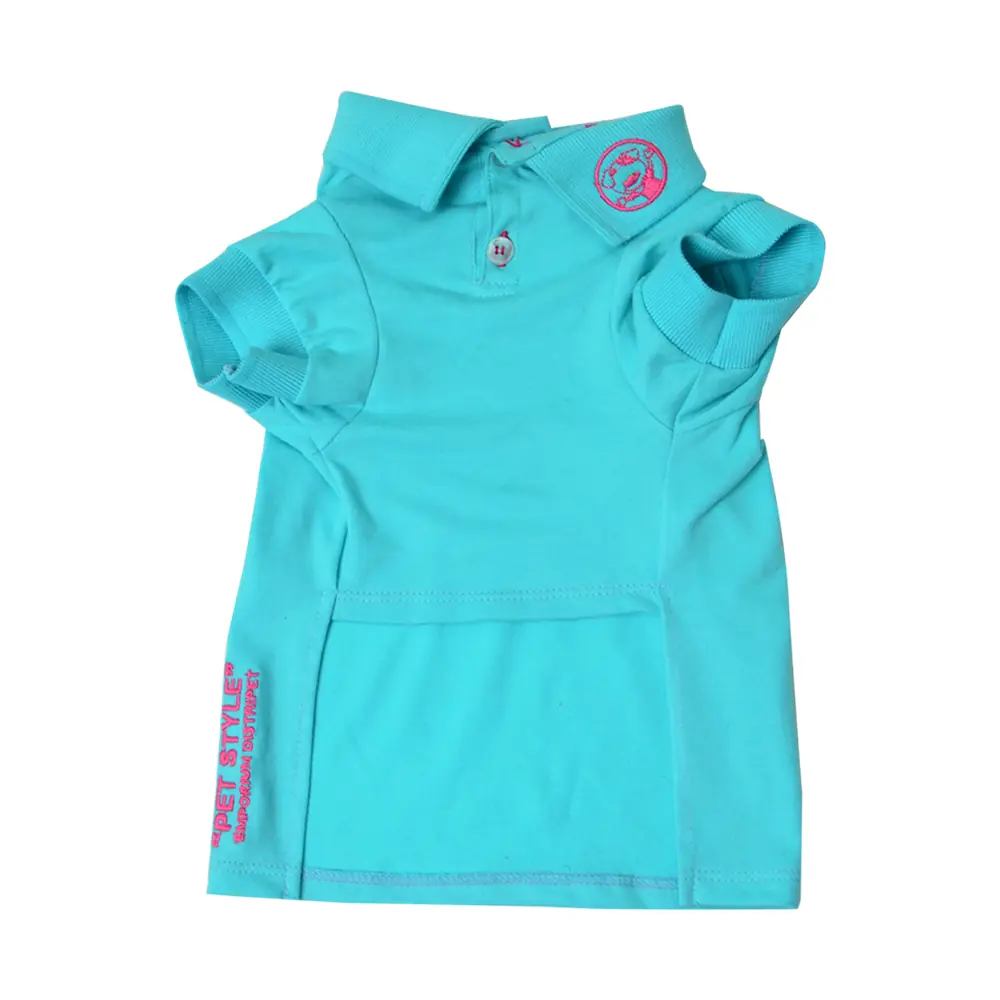 Camiseta Polo Emporium Distripet Style Para Cães Azul Piscina 2