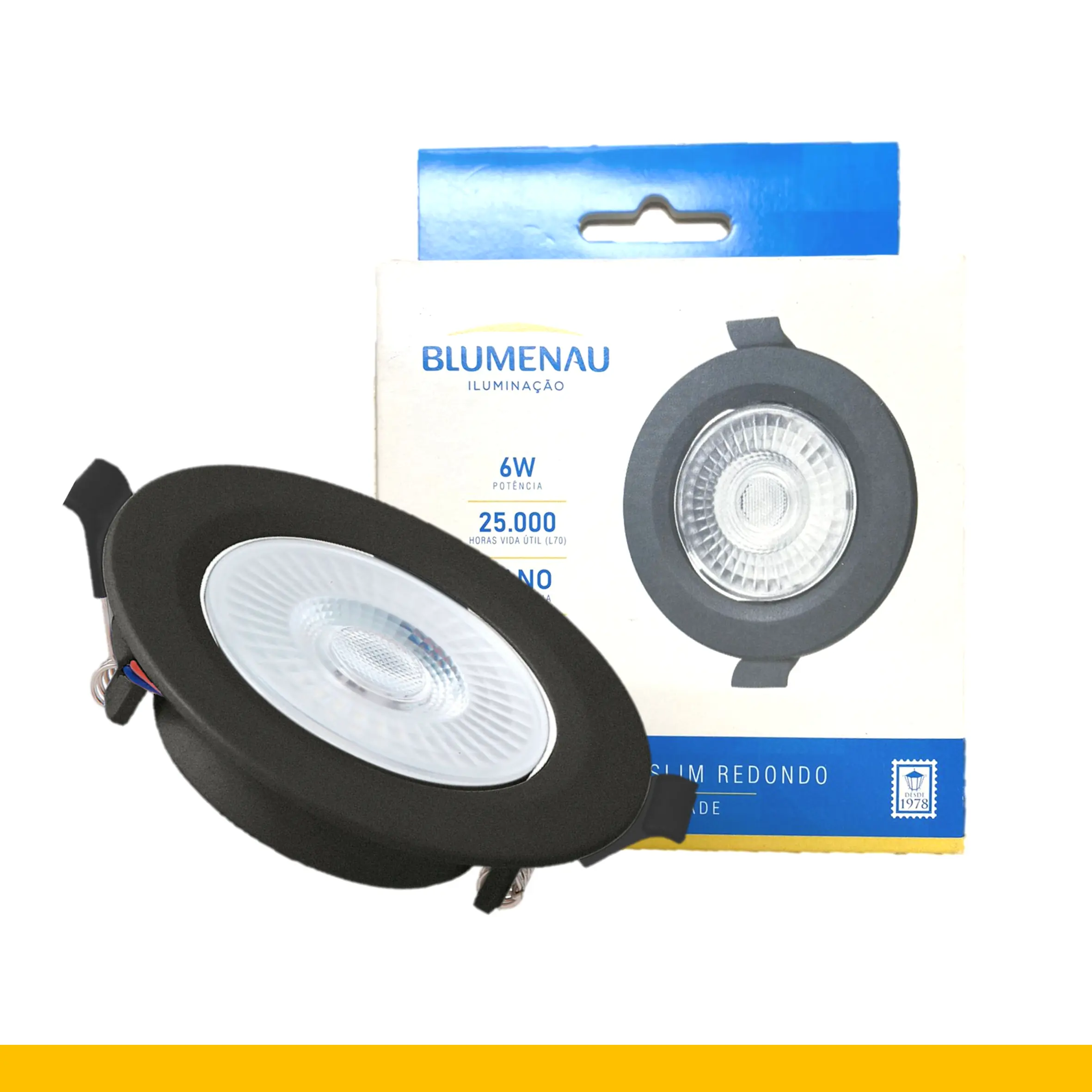 Spot Led Preto Redondo Embutir 6w Branco Quente 3000k