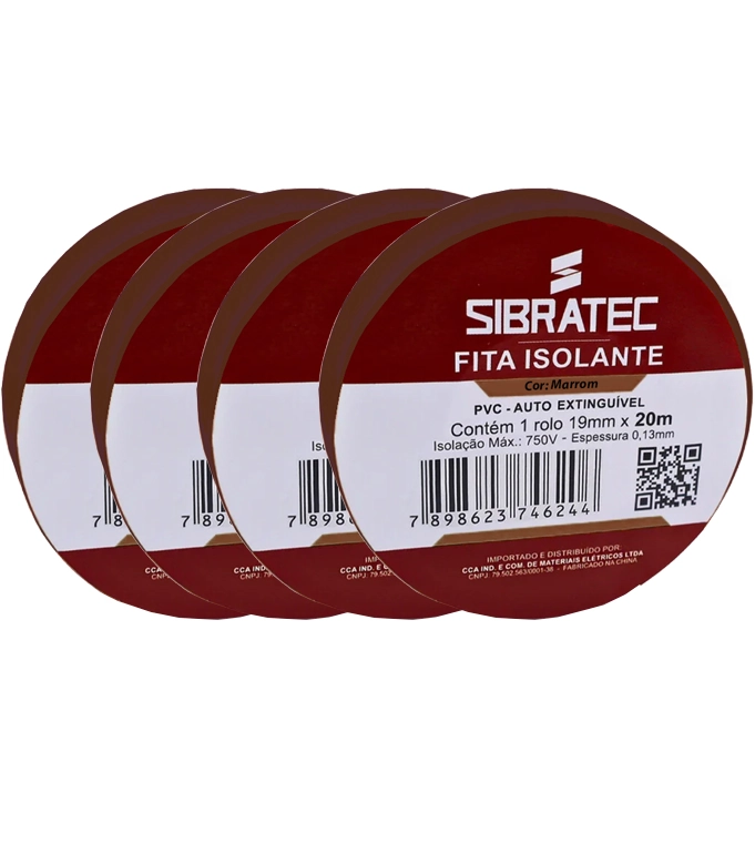 Kit4 Fita Isolante Marrom 19mm X 20mt Sibratec