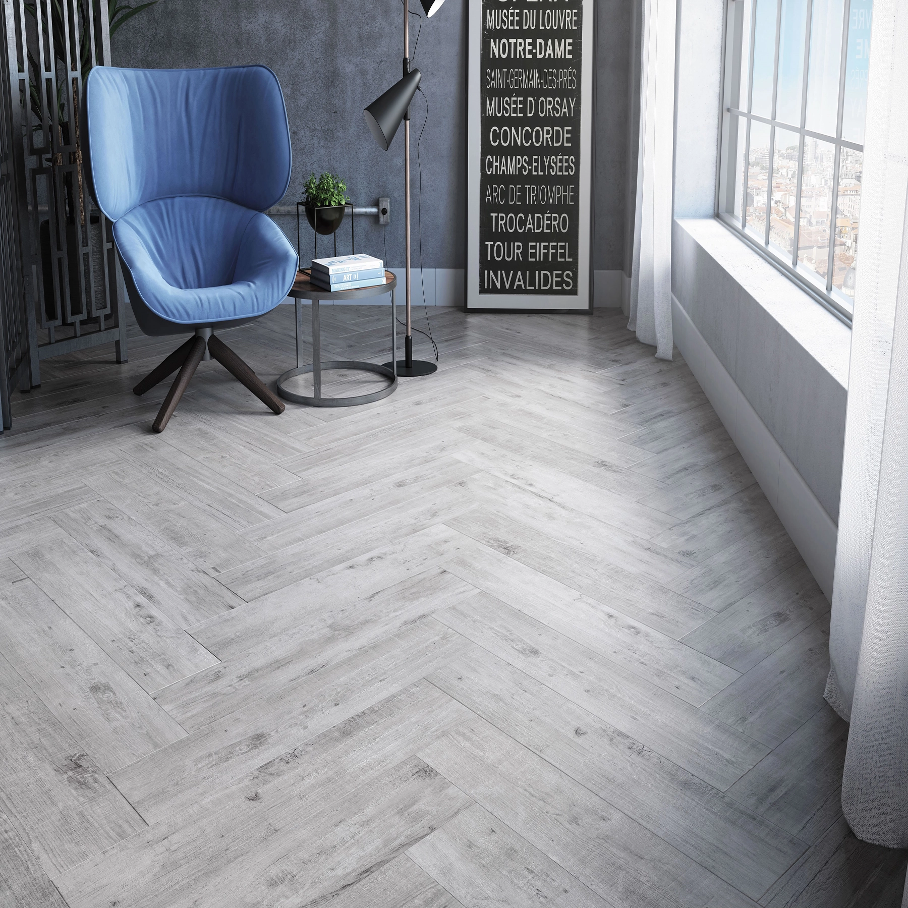 Porcelanato Amadeirado Acetinado Borda Reta Interno 19x90cm Safari Glacier Eliane