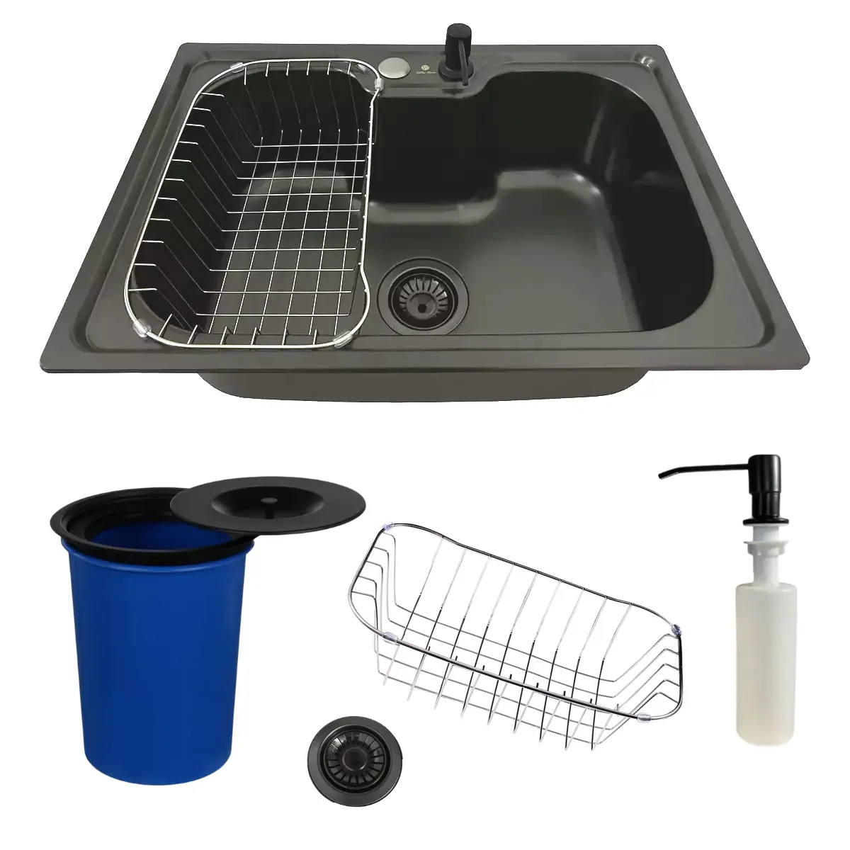 Cuba Gourmet Black 50x40cm + Kit Com Lixeira De Embutir 5l