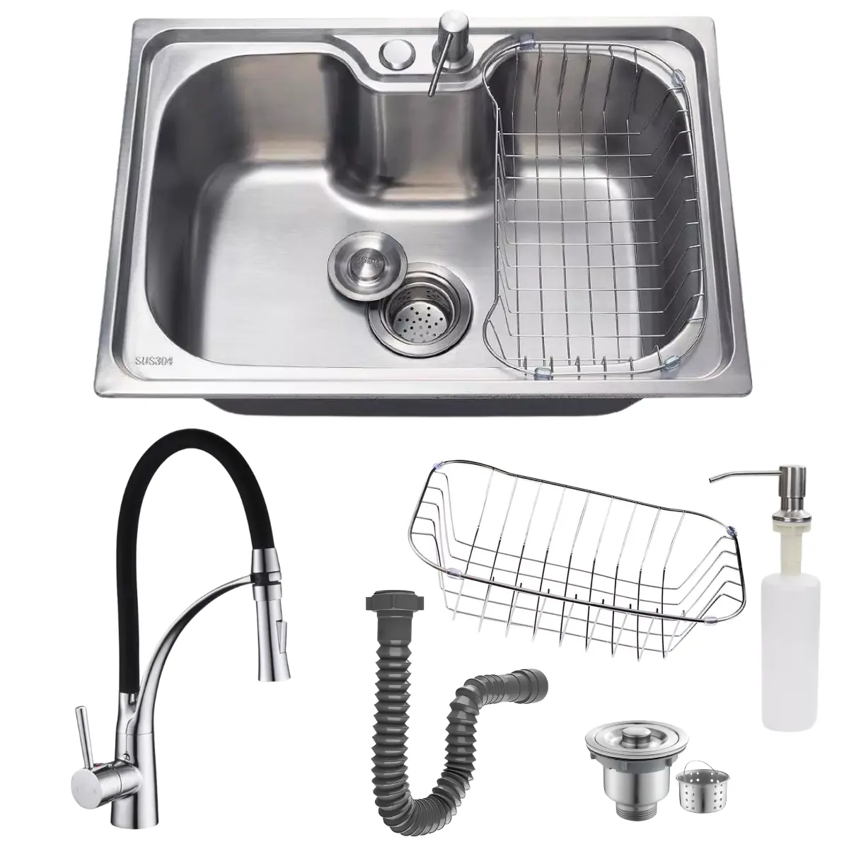 Cuba Cozinha 50x40 Inox304 Com Acessórios E Torneira Gourmet