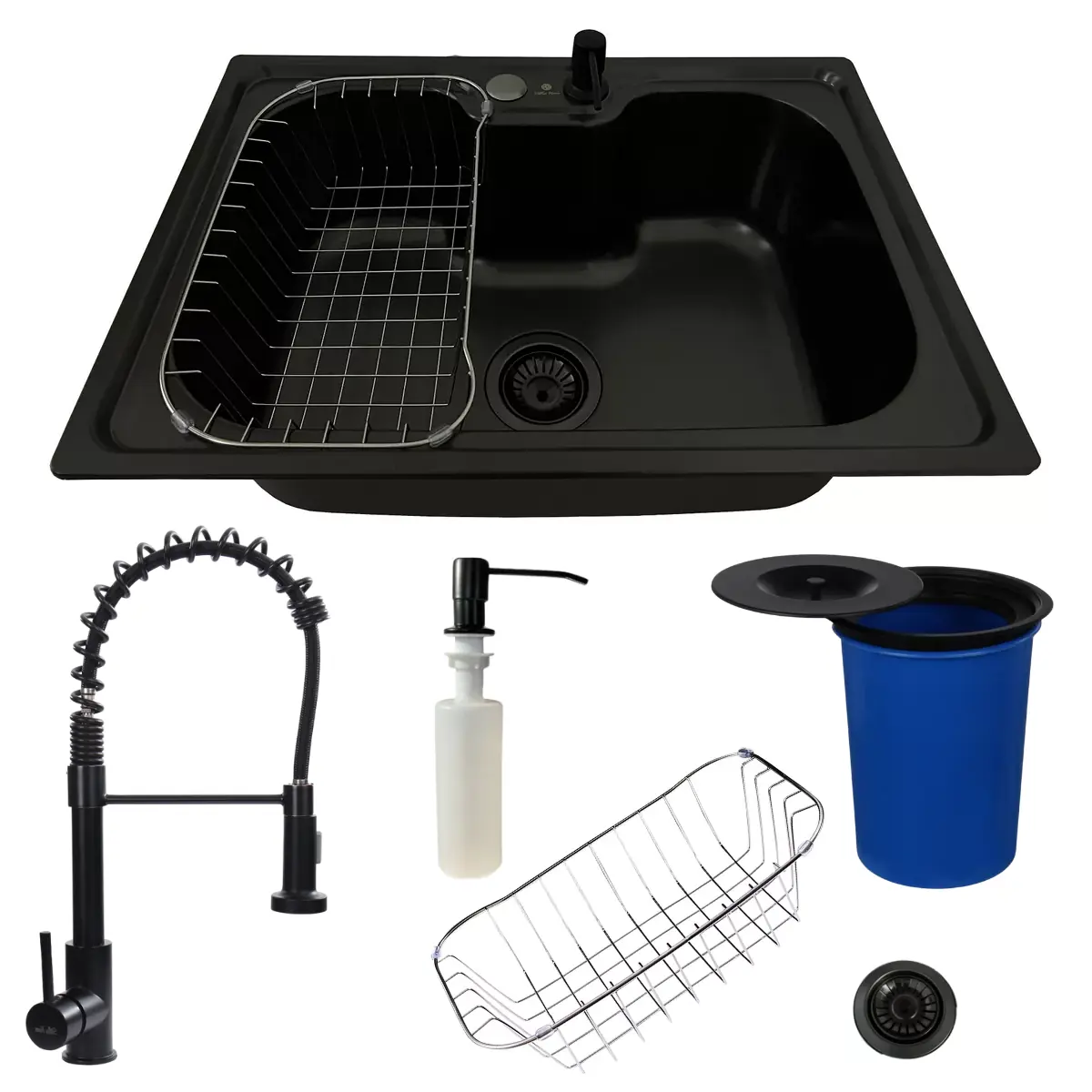 Cuba Gourmet Inox Black 60x42cm + Torneira E Lixeira Embutir
