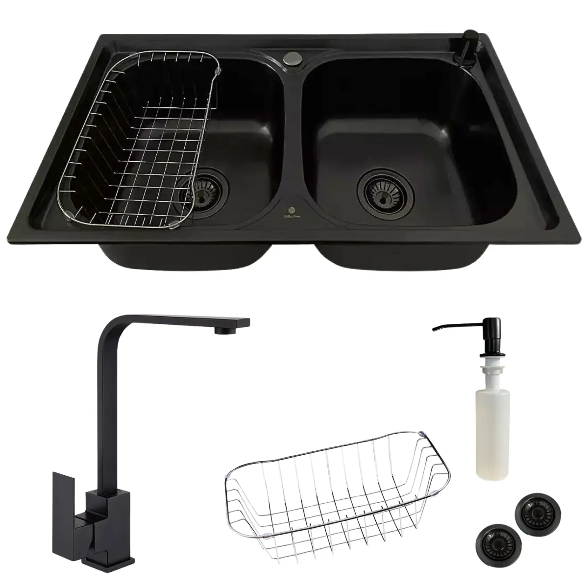 Cuba Dupla Inox Preto Escovado + Torneira Monocomando Black