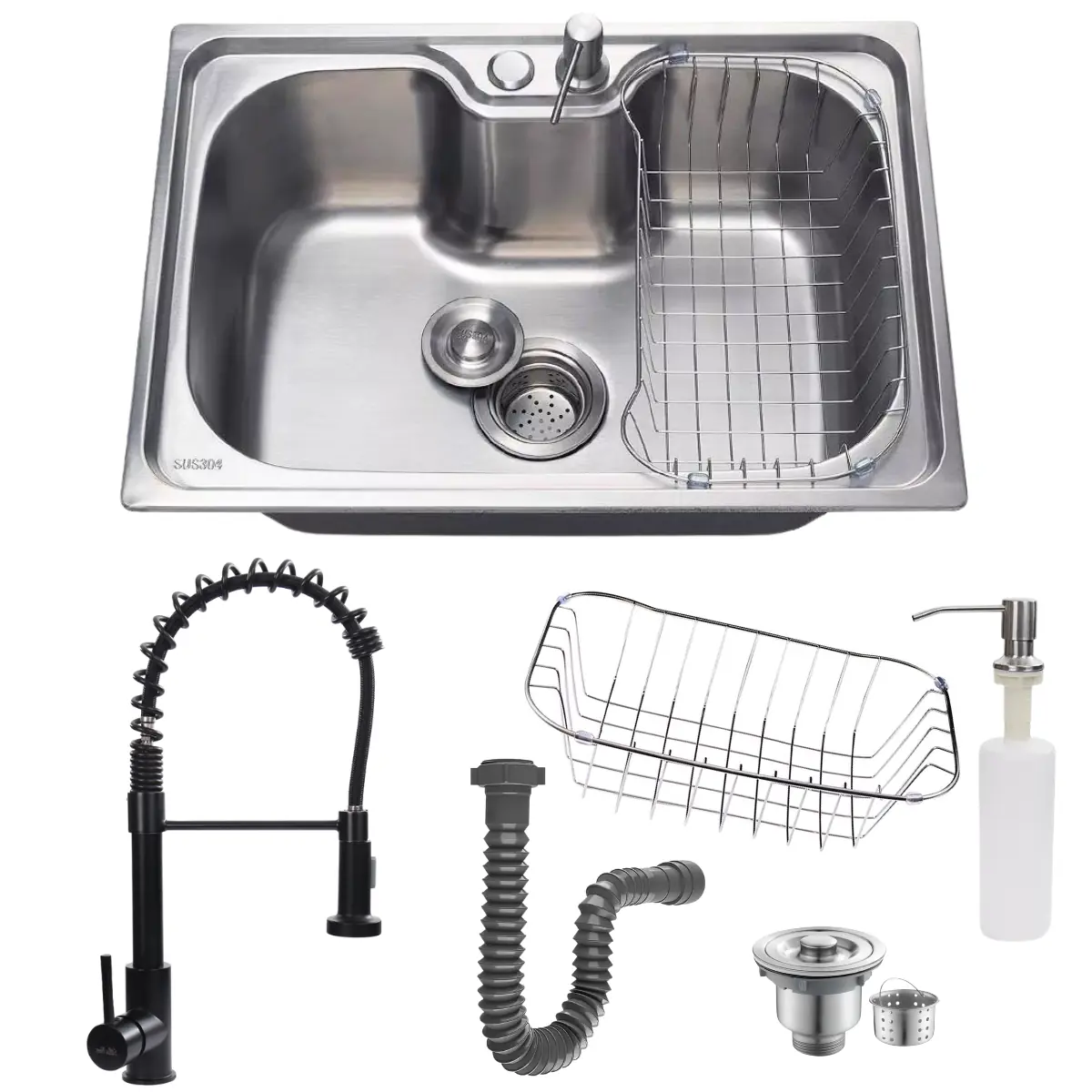 Cuba De Cozinha 50x40cm Inox 304 Com Torneira Gourmet Black