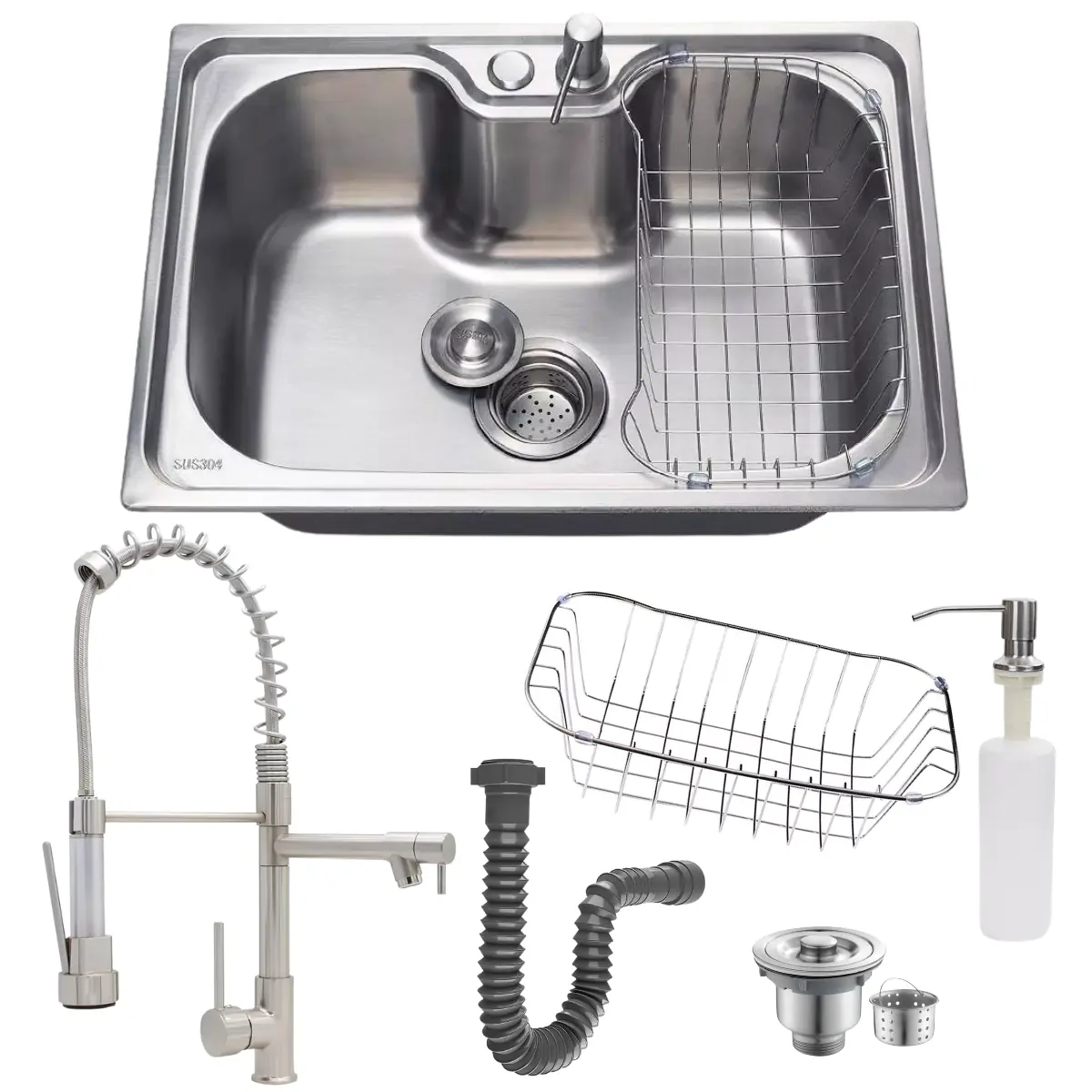 Cuba Cozinha 50x40cm Inox 304 Com Torneira Gourmet Escovada