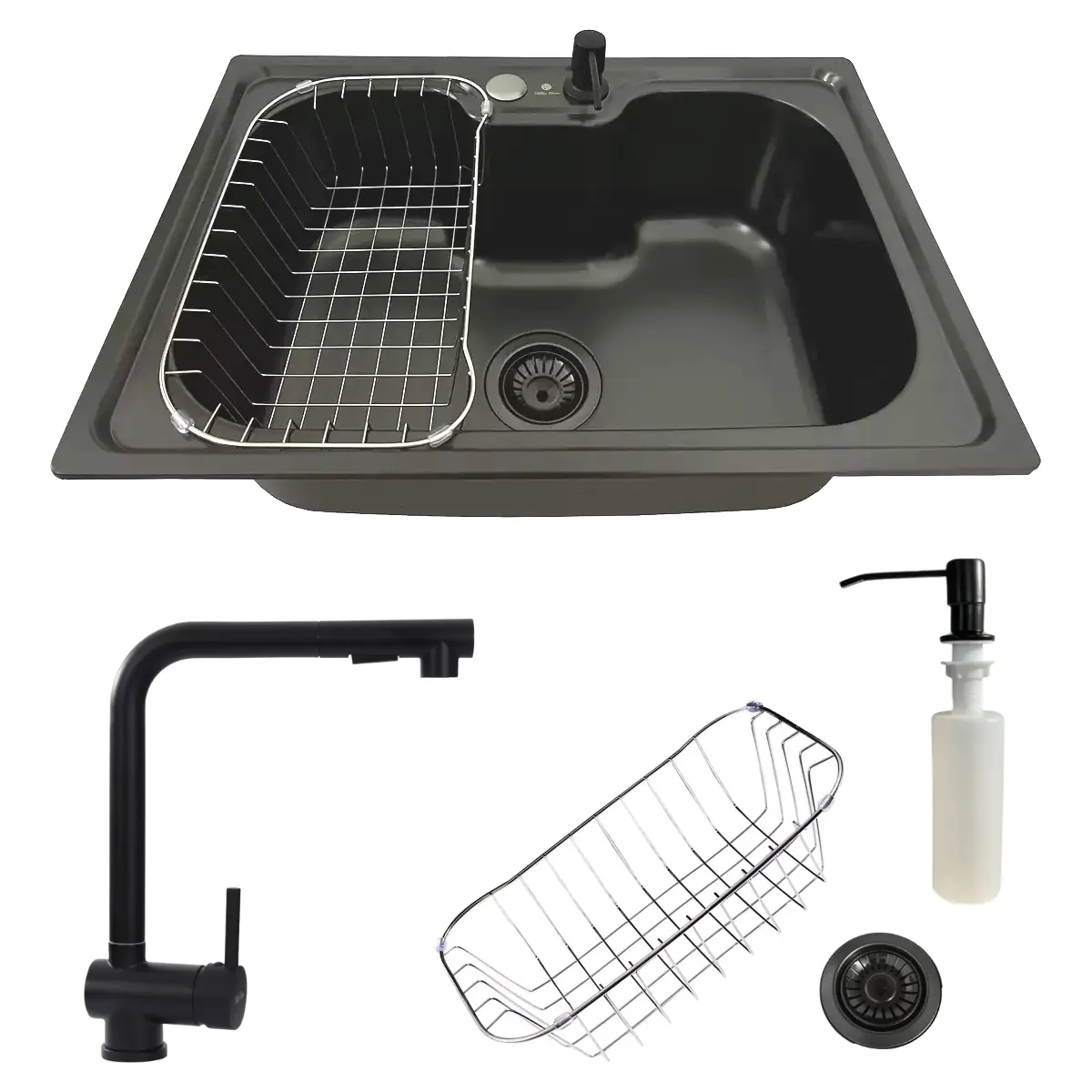 Cuba Cozinha Gourmet 50x40 Black + Torneira Extensível Preta