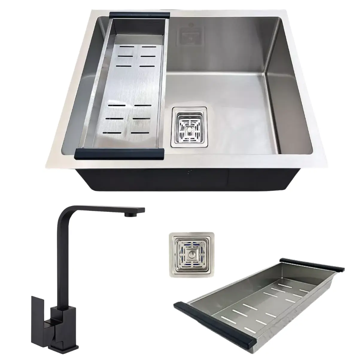 Cuba Gourmet Quadrada Inox304 Com Torneira Monocomando Preta