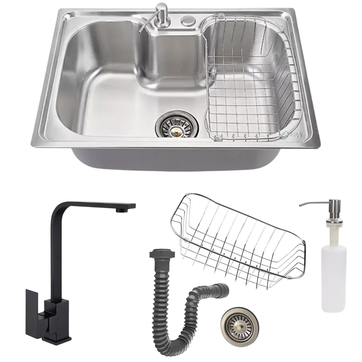 Cuba Aço Inox Escovado 50x40 Torneira Slim Preta Monocomando
