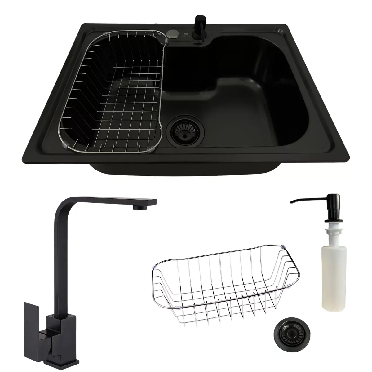 Cuba Aço Inox Black 50x40 E Torneira Slim Monocomando Preta
