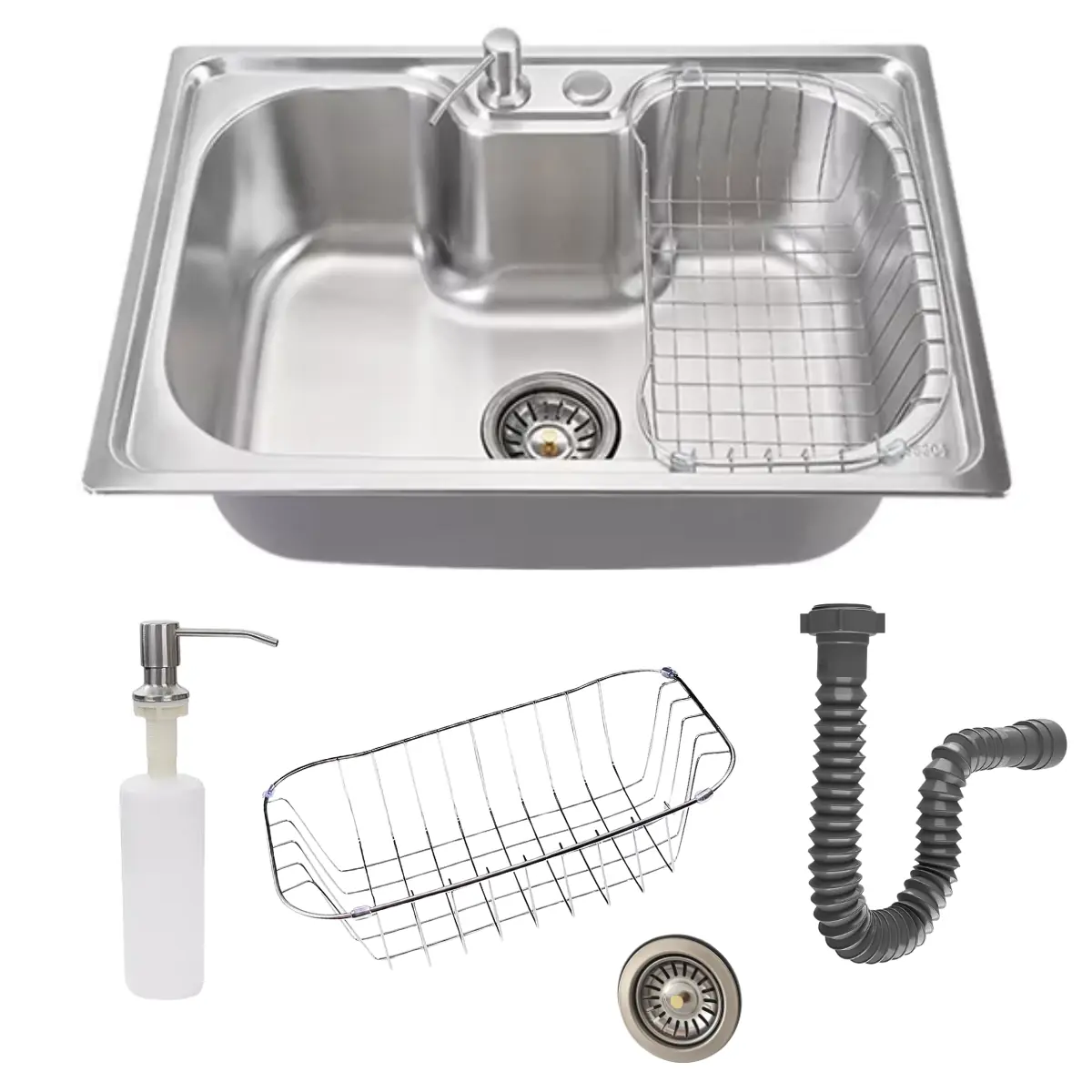 Cuba Cozinha Gourmet 50x40cm Pia Aço Inox Completa Com Sifão