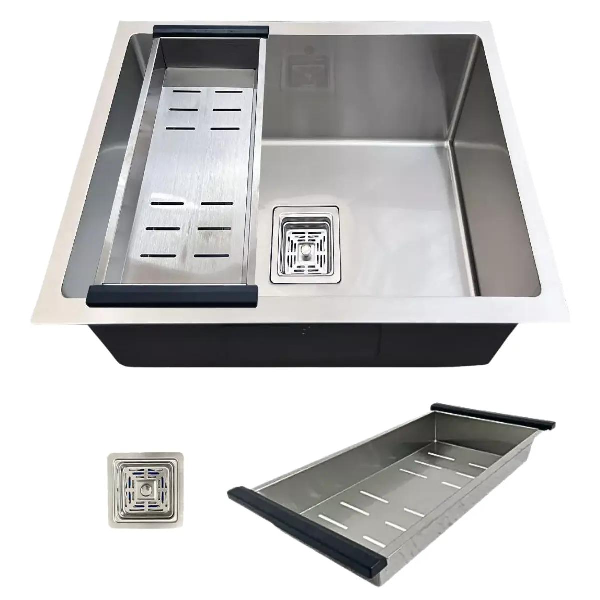 Cuba Gourmet Aço Inox 304 Quadrada 44x44cm Com Ralo E Sifão