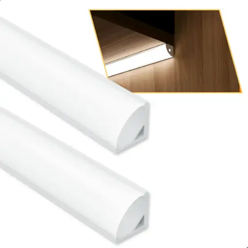 Perfil Para Canto De Sobrepor 2m Para Moveis Marcenaria Led Branco