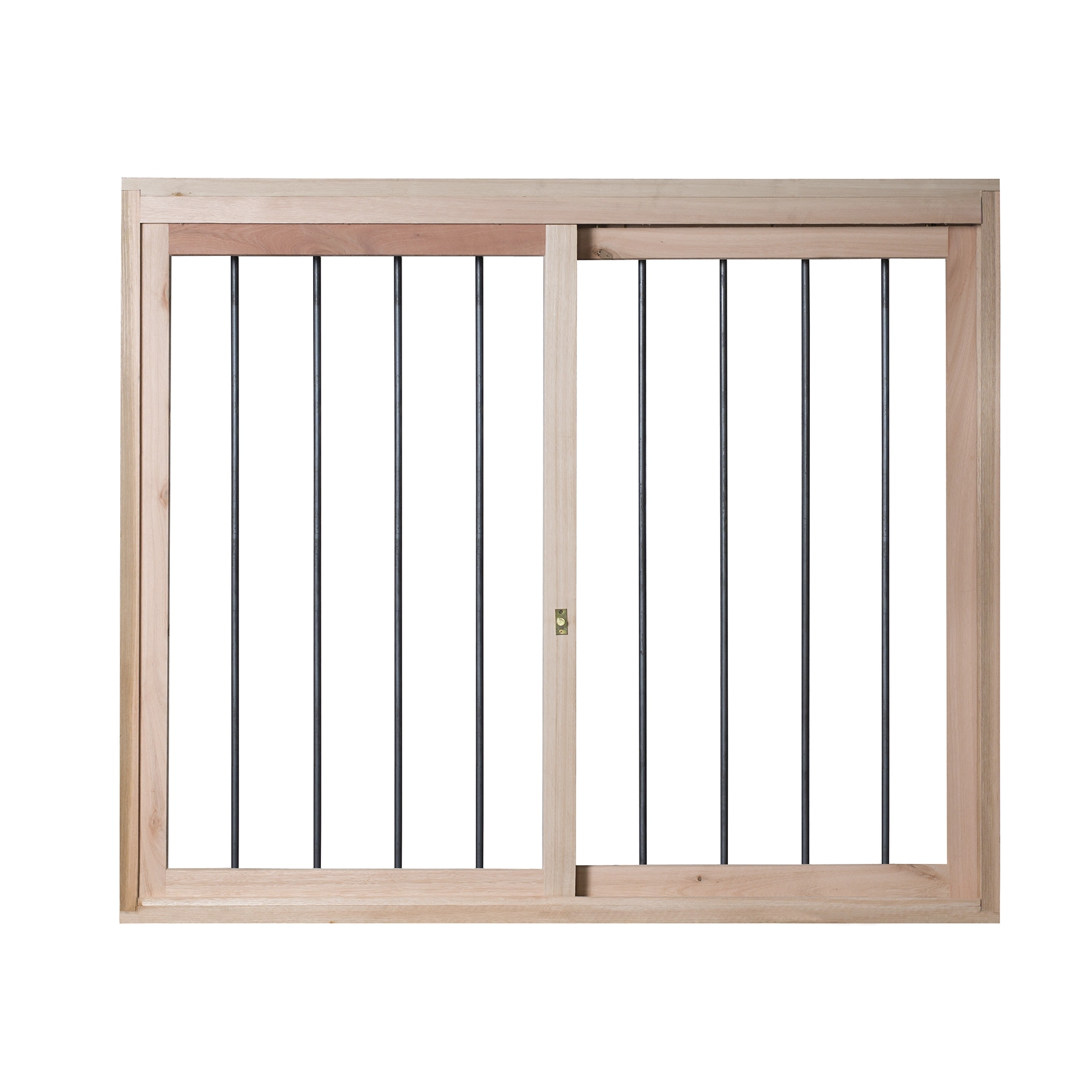 Janela de Madeira de Correr 2 Folhas 100x200cm com Grade Rondosul Natural