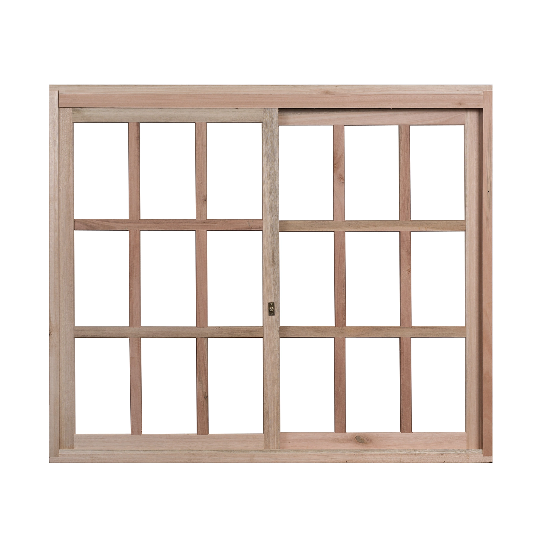 Janela de Madeira de Correr 2 Folhas 100x150cm com Grade Rondosul Natural