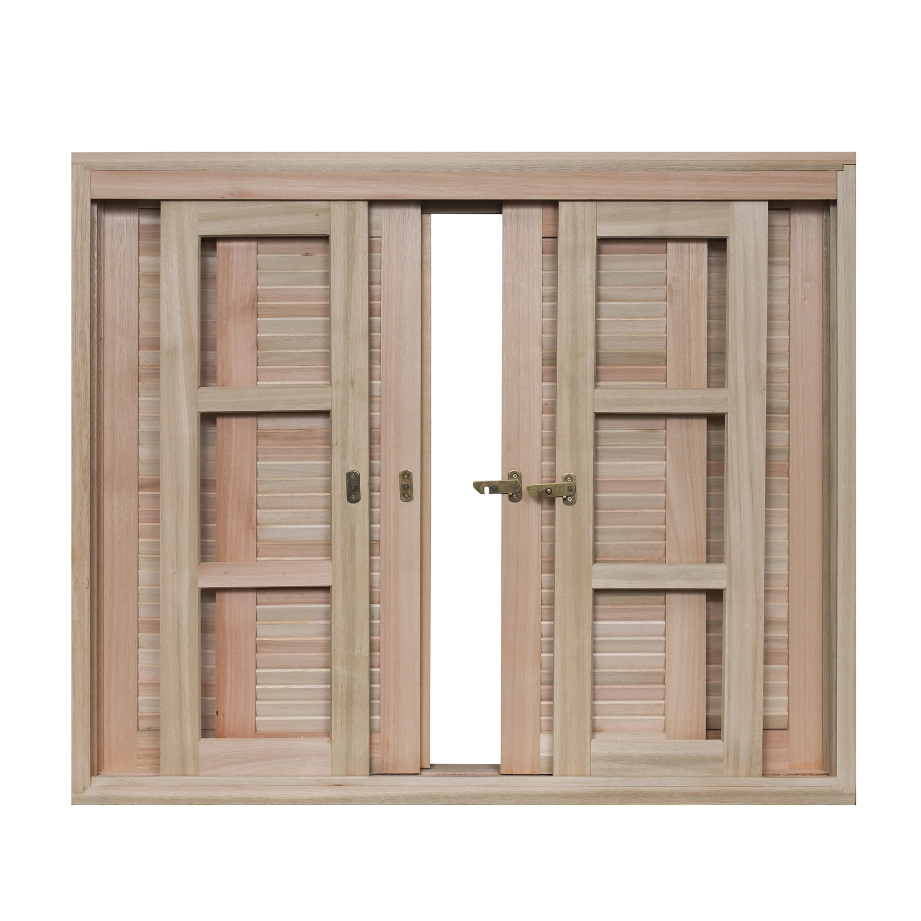 Janela de Madeira Veneziana 6 Folhas 100x120cm Rondosul Natural