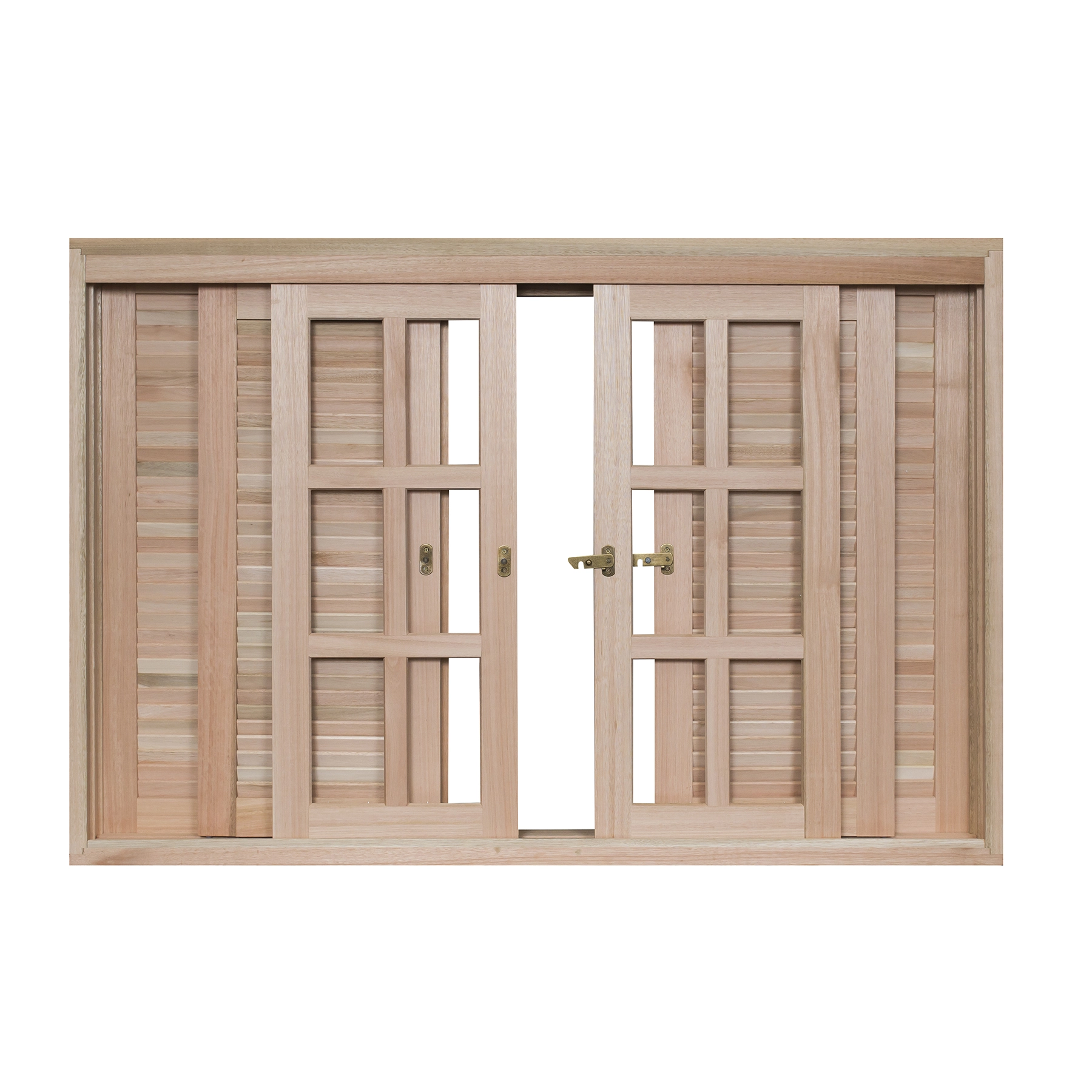 Janela de Madeira Veneziana 6 Folhas 100x150cm Rondosul Natural