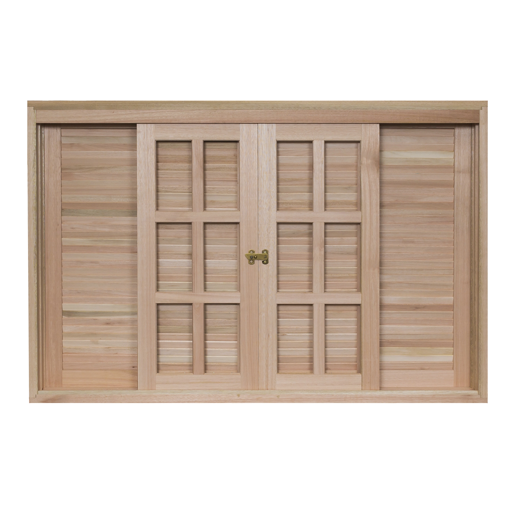 Janela de Madeira Veneziana 6 Folhas 100x200cm Rondosul Natural