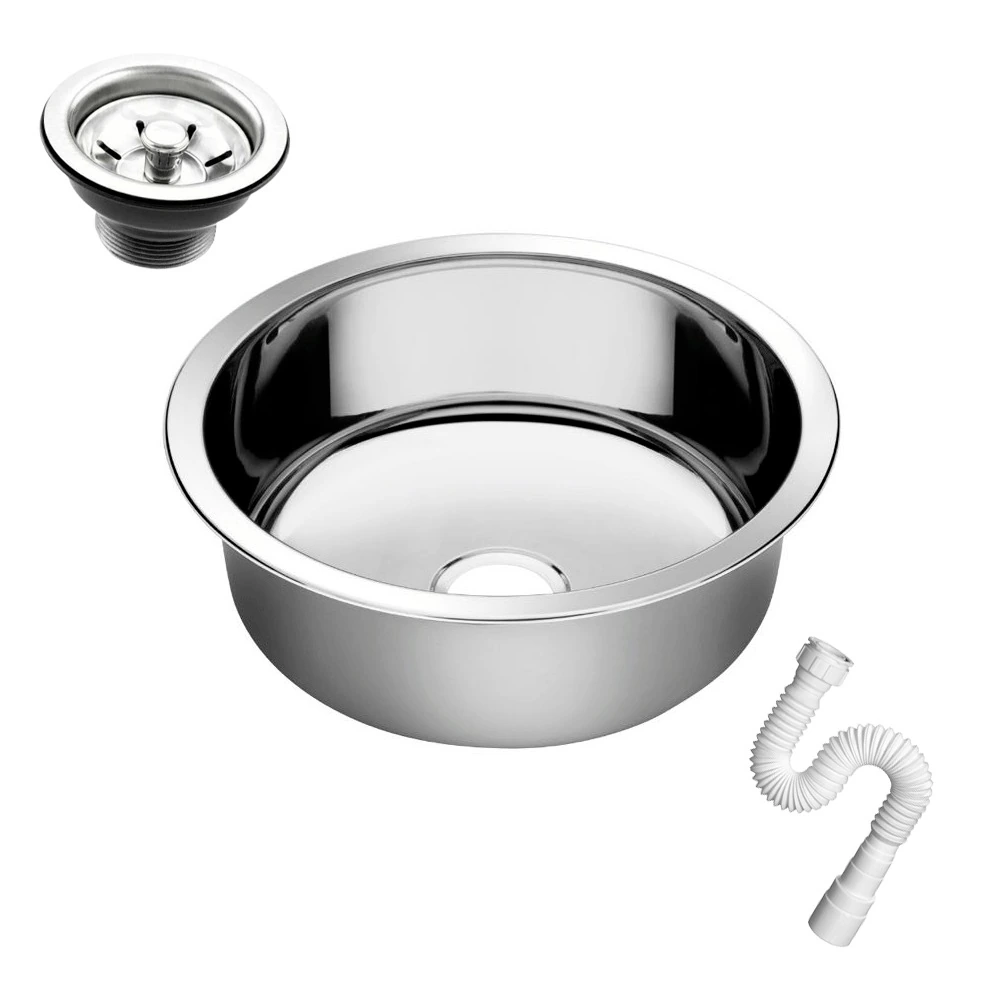 Cuba Redonda Cozinha 30cm As Aço Inox 304 Válvula E Sifão
