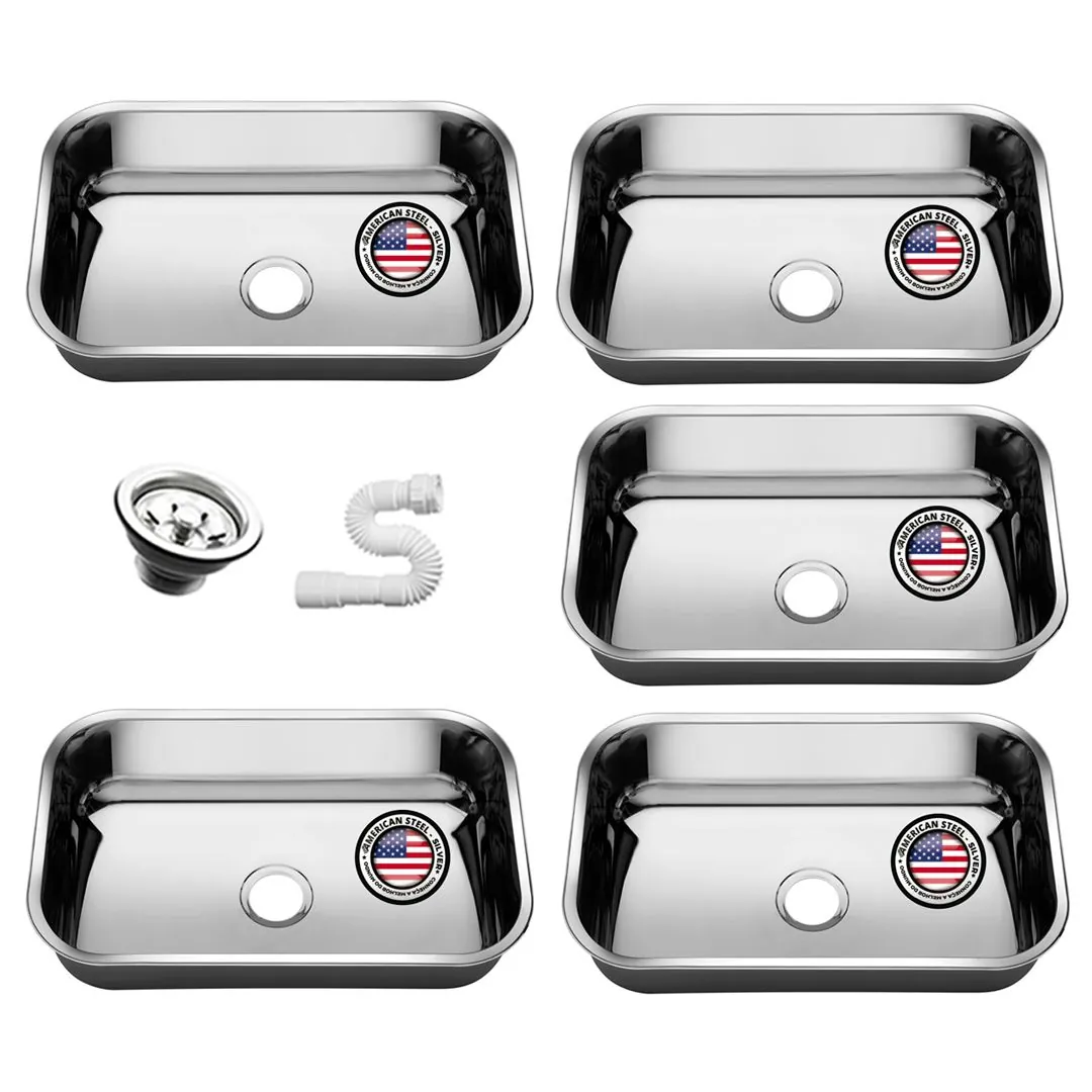 Kit Cuba Pia Inox American N2 56x34x17 Aço 430 5 Unidades